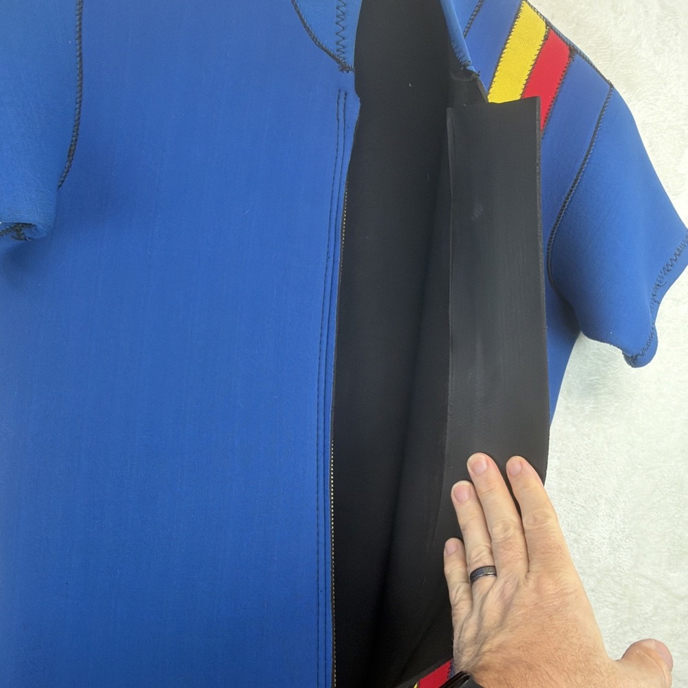 Vintage Primo Shorty Wetsuit Blue Neoprene Front‎ Zip Surf Dive Springsuit - Picture 9 of 12